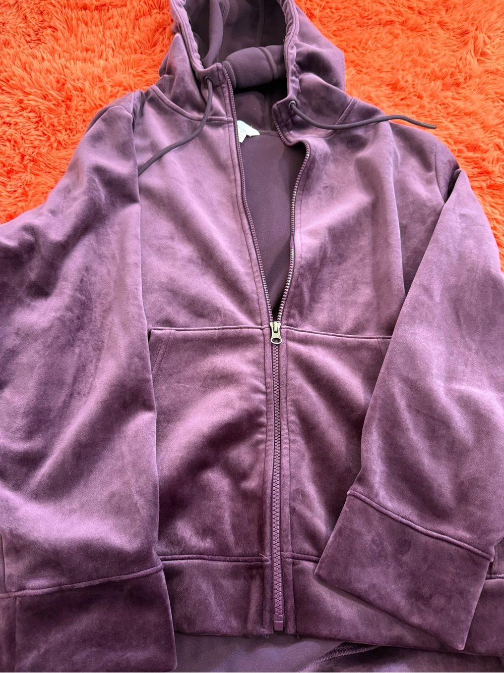 Purple Velvet Zip-Up Hoodie Jacket - Women